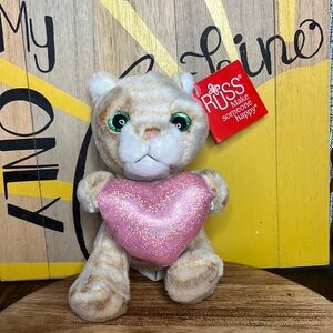 ❤️ Russ 6" Yomiko glitter eyes Plush Cat Holding A Heart Make Someone Happy 🐱